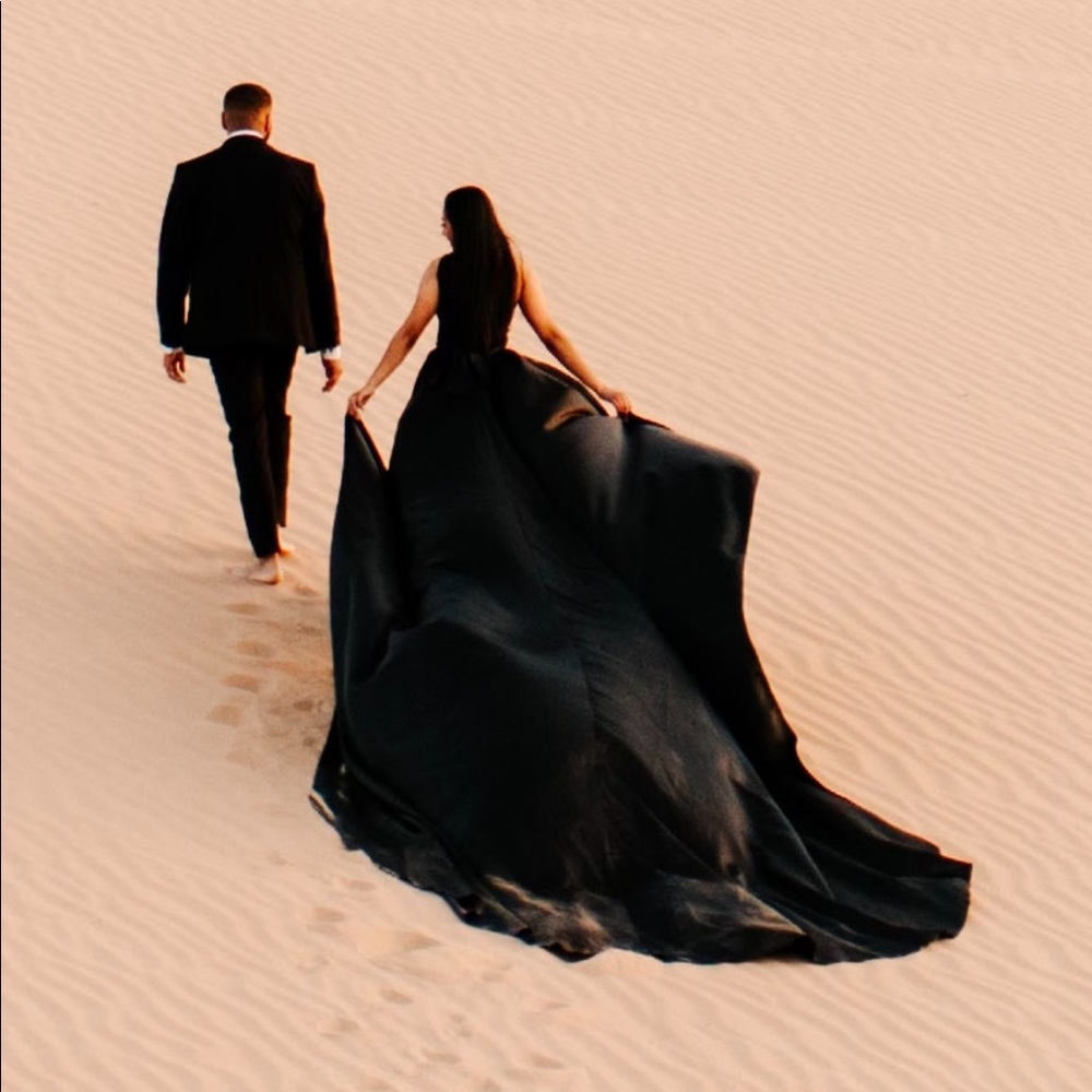 Detachable Black Satin Gown Train - 168 inches